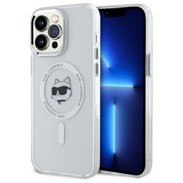 Coque Karl Lagerfeld KLHMP13XHLSCHH iPhone 13 Pro Max 6.7" white hardcase IML Metal Choupette Head MagSafe