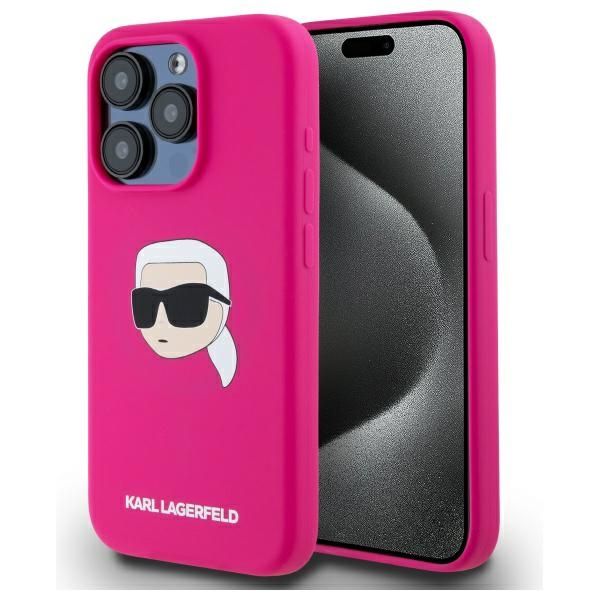 Coque Karl Lagerfeld KLHMP15LSKHPPLF iPhone 15 Pro 6.1" fuschia hardcase Silicone Karl Head Print Magsafe