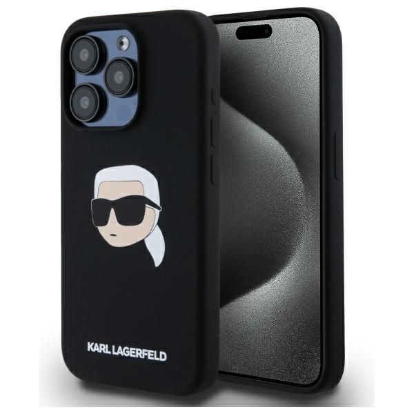 Coque Karl Lagerfeld KLHMP15XSKHPPLK iPhone 15 Pro Max 6.7" black hardcase Silicone Karl Head Print