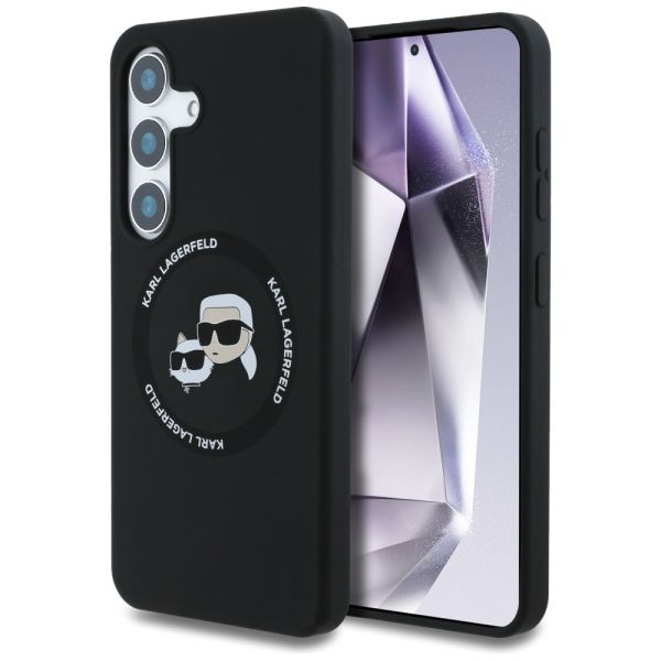 Coque Karl Lagerfeld Silicone Double Heads And Circle MagSafe Samsung Galaxy S25 Plus black