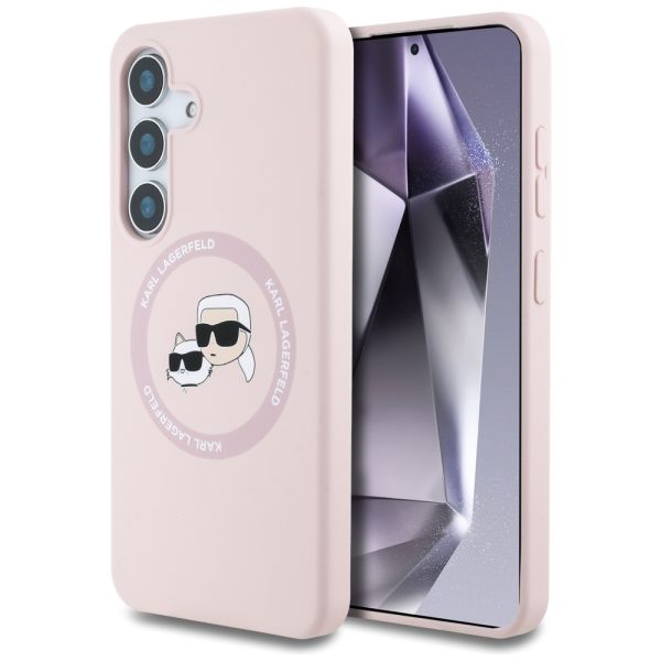 Coque Karl Lagerfeld Silicone Double Heads And Circle MagSafe Samsung Galaxy S25 Plus pink