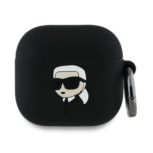 Coque Karl Lagerfeld KLA4RUNIKK AirPods 4 cover black Silicone Karl Head 3D