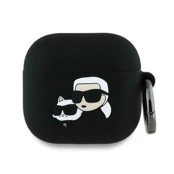 Coque Karl Lagerfeld KLA4RUNKCHK AirPods 4 cover black Silicone Karl&Chaupette Head 3D