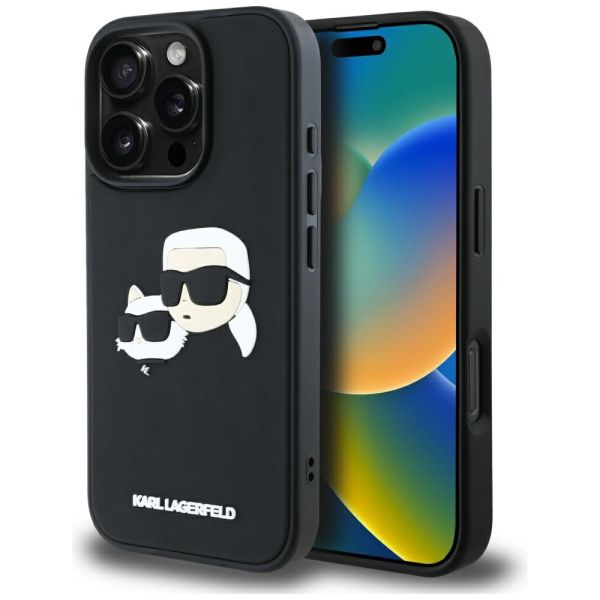 Coque Karl Lagerfeld HC 3D Rubber Double Heads to iPhone 16 Pro Max black