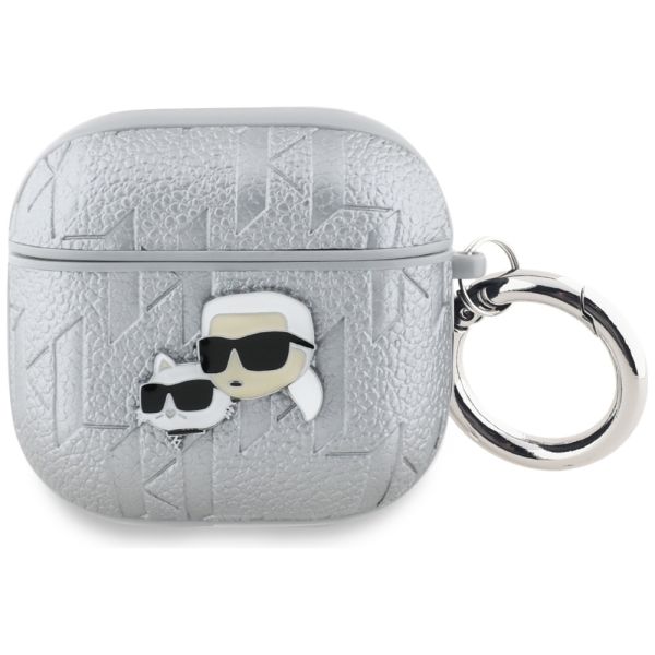 Coque Karl Lagerfeld Monogram Karl & Choupette Head Case for AirPods 4 Silver