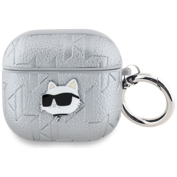 Coque Karl Lagerfeld Monogram Choupette Head Case for AirPods 4 Silver