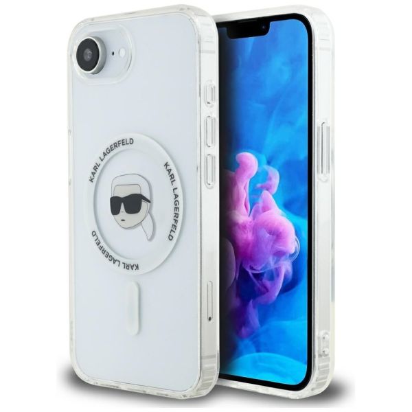 Coque Karl Lagerfeld IML Metal Karl Head MagSafe for iPhone 16e white