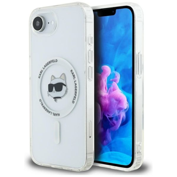 Coque Karl Lagerfeld IML Metal Choupette Head MagSafe for iPhone 16e white