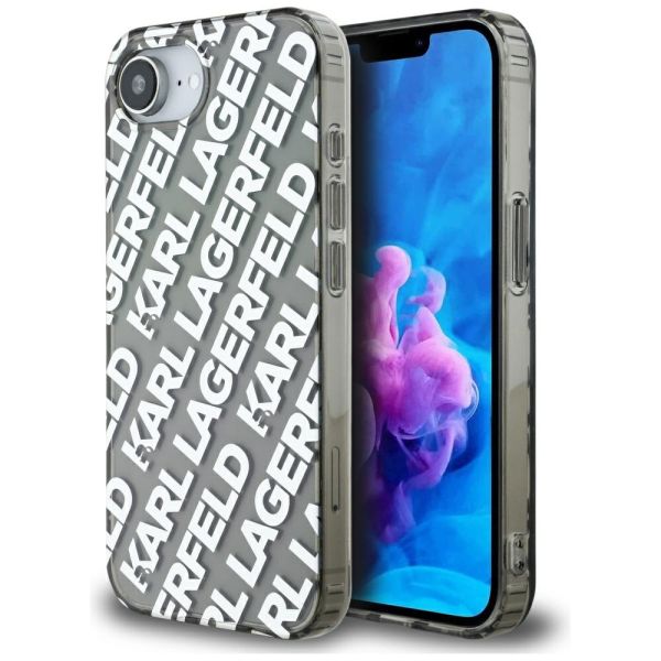 Coque Karl Lagerfeld IML Repeat Logo for iPhone 16e silver