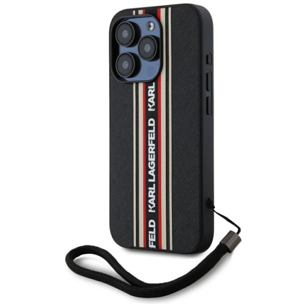 Coque Karl Lagerfeld Saffiano Athleisure Stripes Cord for iPhone 15 Pro Max red