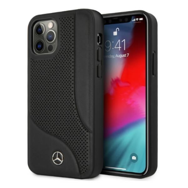 Coque Mercedes MEHCP12LCDOBK iPhone 12 Pro Max 6,7" noir hardcase Leather Perforated Area
