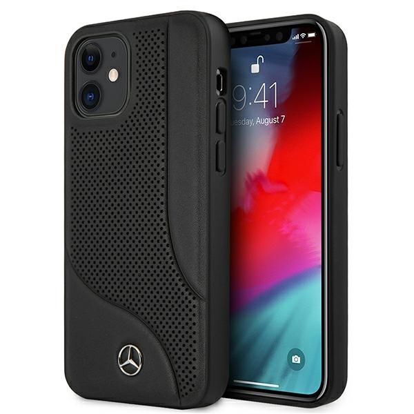 Coque Mercedes MEHCP12SCDOBK iPhone 12 mini 5,4" noir hardcase Leather Perforated Area
