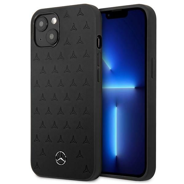 Coque Mercedes MEHCP13SPSQBK iPhone 13 mini 5,4" noir hardcase Leather Stars Pattern