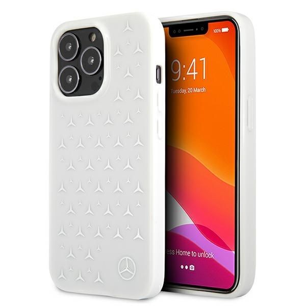 Coque Mercedes MEHCP13XESPWH iPhone 13 Pro Max 6,7" blanc hardcase argent Stars Pattern