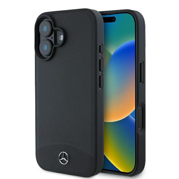 Case Mercedes MEHMP16S23RBARK iPhone 16 6.1" black hardcase Textured And Plain Leather MagSafe