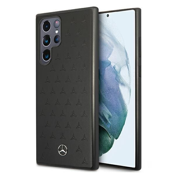 Coque Mercedes MEHCS22LPSQBK S22 Ultra S908 noir hardcase Leather Stars Pattern
