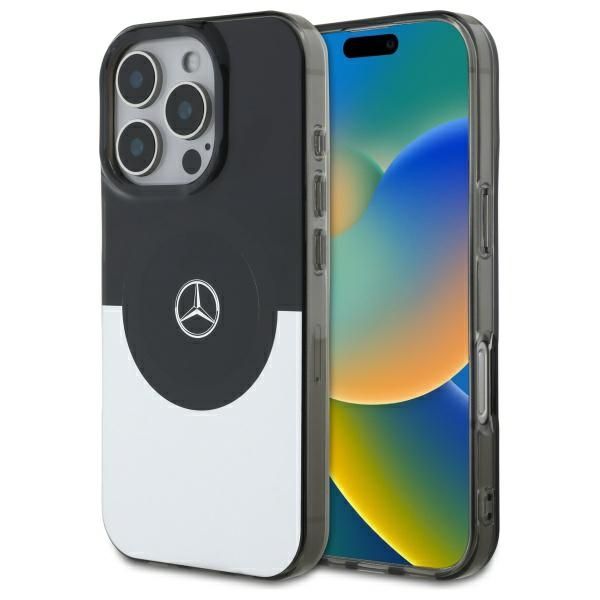 Coque Mercedes MEHMP16L23HBIGK iPhone 16 Pro 6.3" black silver hardcase Double Layer BiColor MagSafe
