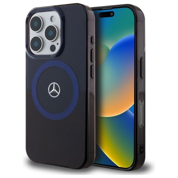 Coque Mercedes MEHMP16X23HBIKV iPhone 16 Pro Max 6.9" black blue hardcase MB Double Layer BiColor MagSafe