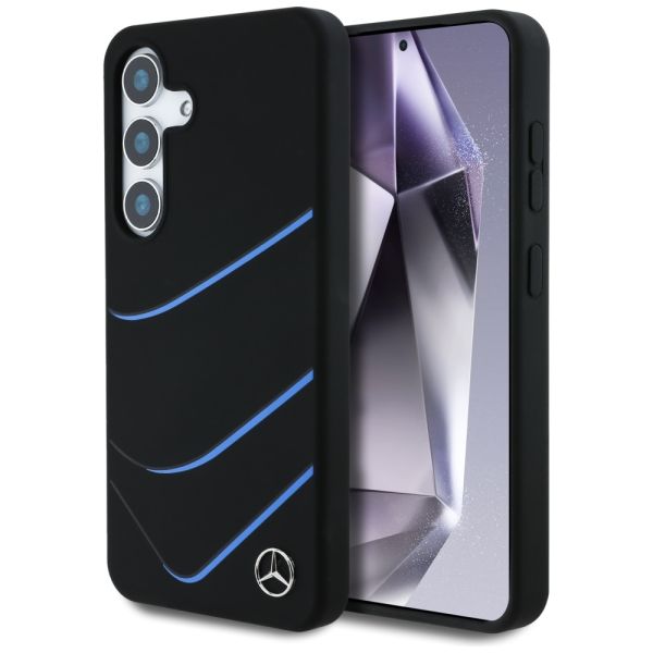 Coque Mercedes Silicone Contrasted Curves MagSafe Case for Samsung Galaxy S25 Black