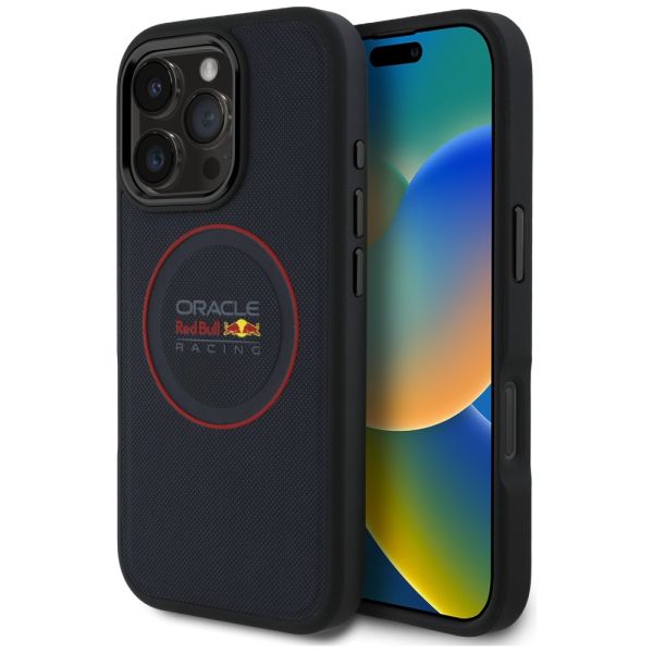 Coque Red Bull RBHMP16L24PUILVR iPhone 16 Pro 6.3" hardcase navy Leather Red Ring MagSafe